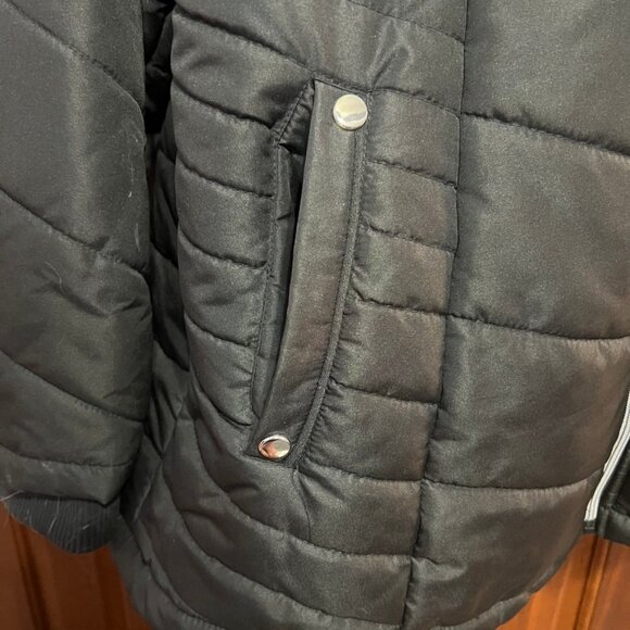 Plus Size 1X Black Puffer Long Winter Jacket Warm Water Resistant polyester y2k - Picture 3 of 7